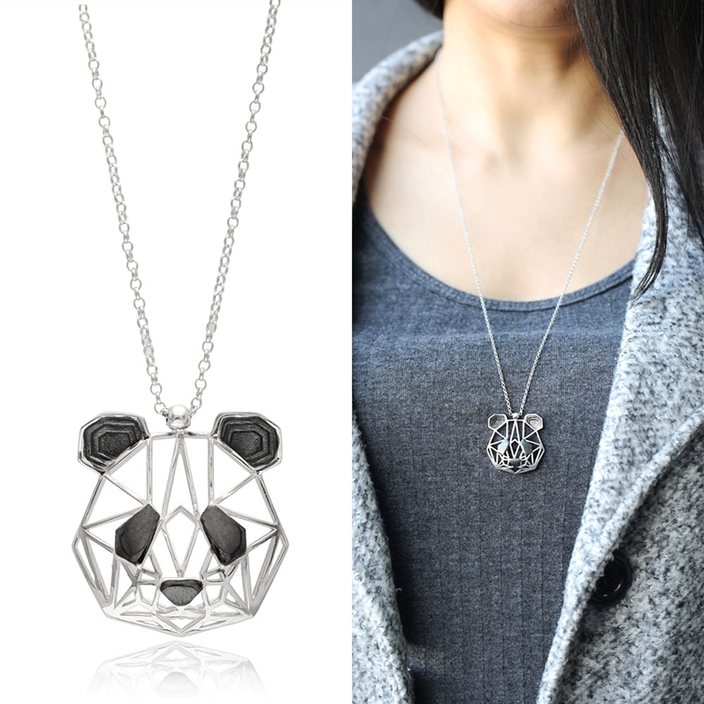 Origami Panda Minimalist Design Sterling Silver Pendant